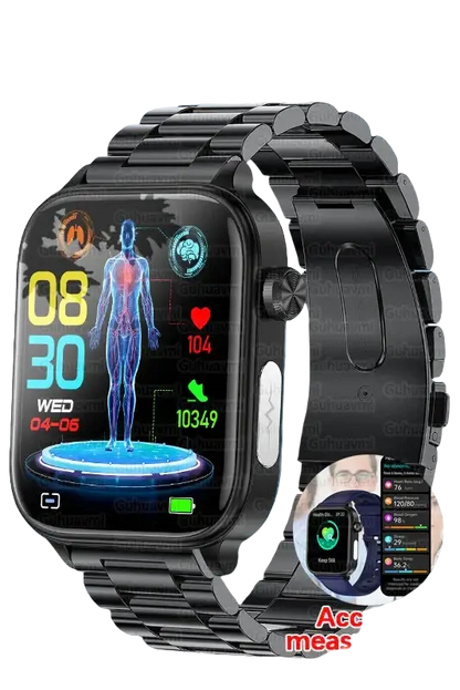 Health smartwatch with uric acid and blood pressure tracking