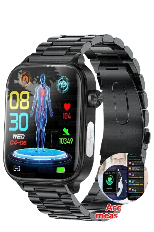 Health smartwatch with uric acid and blood pressure tracking