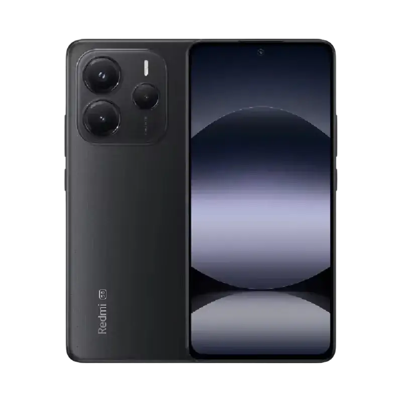 Black Xiaomi Redmi Note 14 with 5110mAh battery and triple camera setup