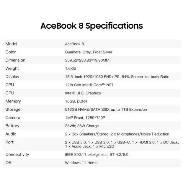 Blackview Acebook 8 Laptop Windows 11