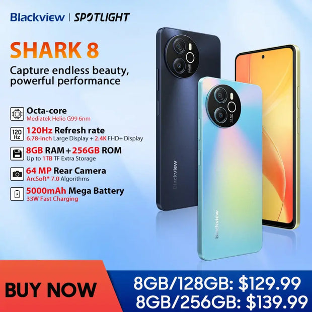 Blackview Shark 8 Smartphone Android 13 G 99 Mobile Phone 6.78