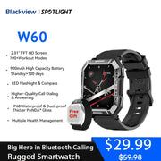 Blackview W60 2024 New Smartwatch 2.01’’ HD Display TFT Rugged Smart Watch for Outdoor With Emergency Lighting