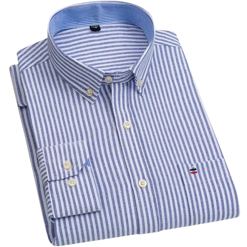 Tommy Hilfiger blue and white striped casual long-sleeve shirt