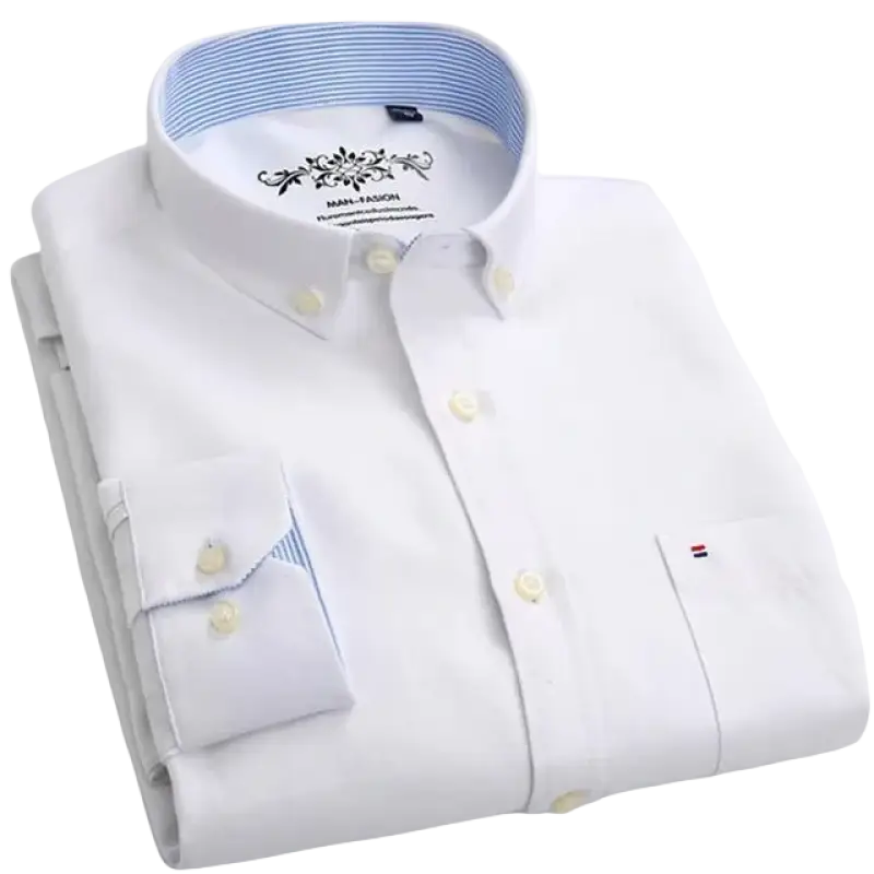 Tommy Hilfiger white casual shirt with blue striped collar and cuffs