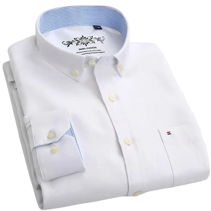 Tommy Hilfiger white casual shirt with blue striped collar and cuffs