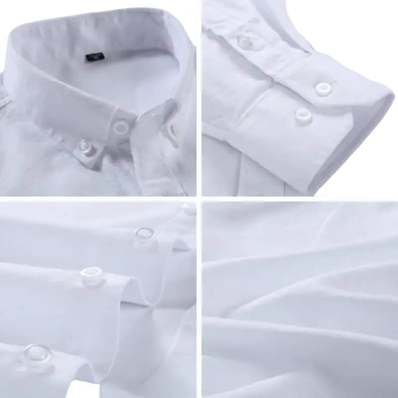 White cotton button-down shirt with cufflinks for casual wear