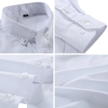 White cotton button-down shirt with cufflinks for casual wear