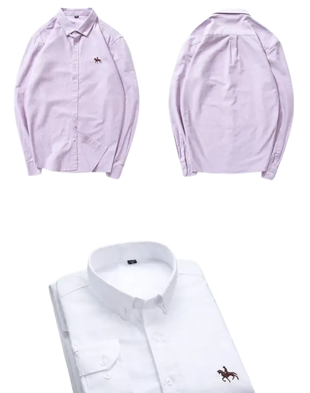 Lavender casual shirt with embroidered horse, gn1904 model