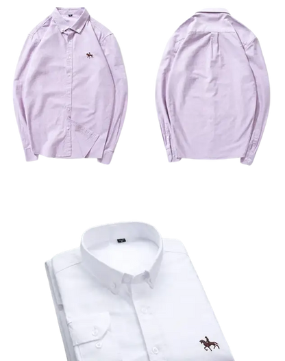 Lavender casual shirt with embroidered horse, gn1904 model
