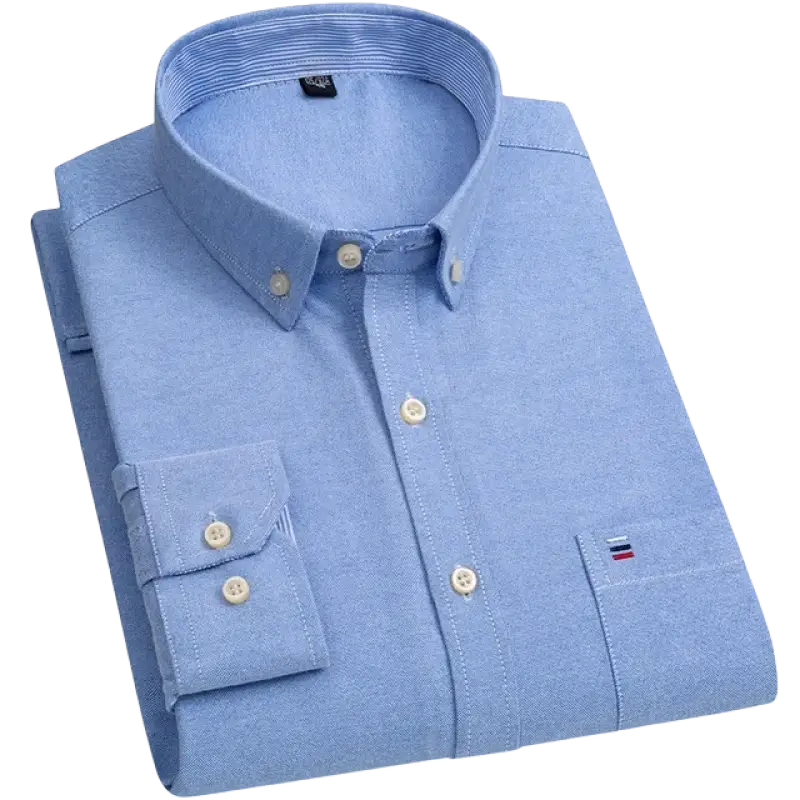 Blue Tommy Hilfiger men’s long-sleeve casual shirt with cotton pocket