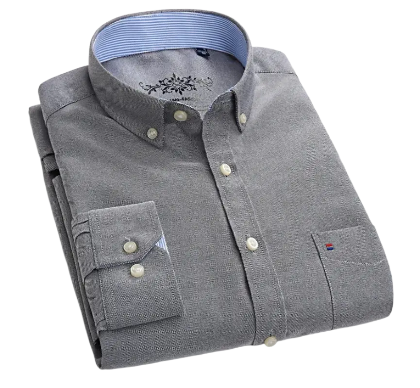 Tommy Hilfiger gray button-down casual shirt with blue lining