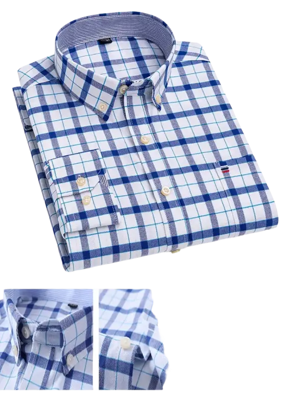 Blue and white plaid Tommy Hilfiger cotton casual shirt