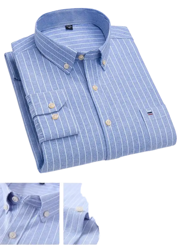 Blue and white striped Tommy Hilfiger casual shirt in fine cotton