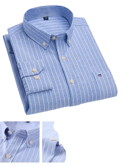 Blue and white striped Tommy Hilfiger casual shirt in fine cotton
