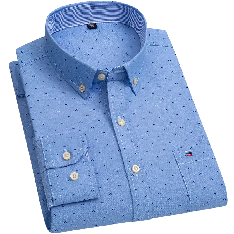 Blue Tommy Hilfiger casual shirt with white stripes, 100% cotton long-sleeve