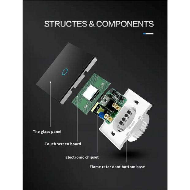 BONDA Smart Switch Alexa RF433 No Neutral Tuya Control Works With Google