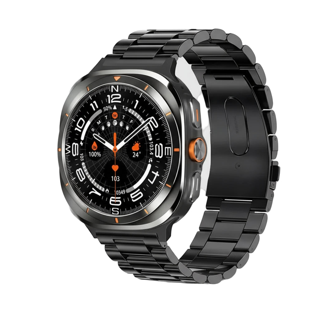 Boxuxing Smart Watch Close-up with full touch screen showing heart rate and blood oxygen monitoring