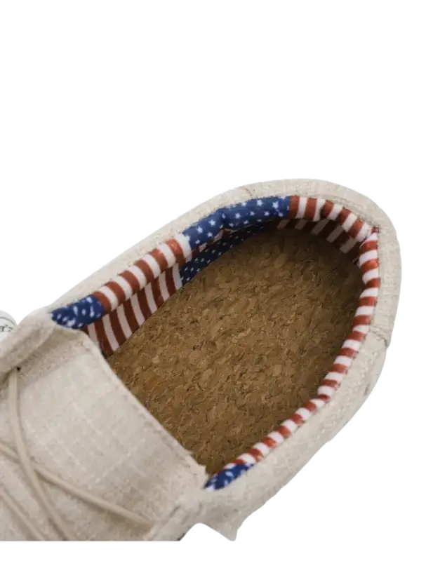 Toms white canvas casual shoes with American flag lining