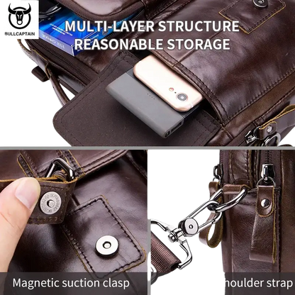 Bull-captain New Genuine Leather Men Cross-body Briefcase Bag