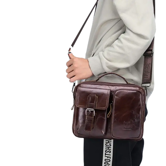 Bull-captain New Genuine Leather Men Cross-body Briefcase Bag
