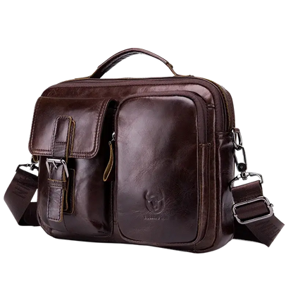 Bull-captain New Genuine Leather Men Cross-body Briefcase Bag - coffee