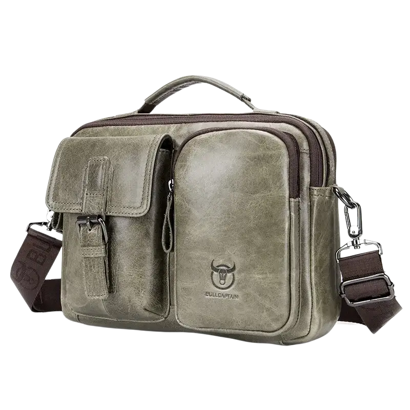 Bull-captain New Genuine Leather Men Cross-body Briefcase Bag - white