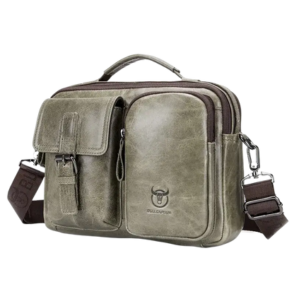 Bull-captain New Genuine Leather Men Cross-body Briefcase Bag - white