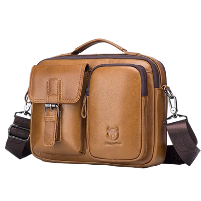 Bull-captain New Genuine Leather Men Cross-body Briefcase Bag - Yellow brown