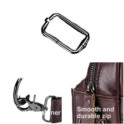 Bull-captain Men Genuine Leather Briefcase Bag for Laptop 14 Messenger