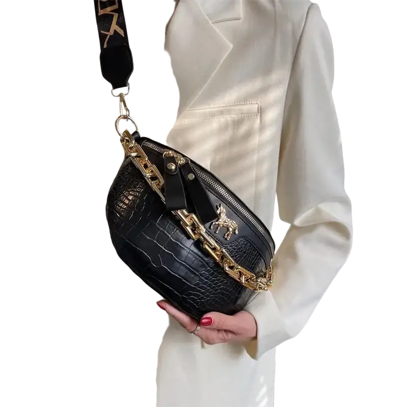 Thick Chain Women's Waist Bag Fanny Pack Fashion Shoulder Crossbody Chest Bags Female Belt Bag Crocodile Shoulder Bag - laurichshop