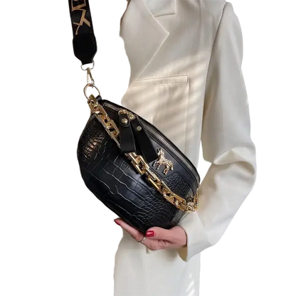 Thick Chain Women's Waist Bag Fanny Pack Fashion Shoulder Crossbody Chest Bags Female Belt Bag Crocodile Shoulder Bag - laurichshop