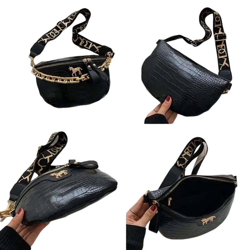 Thick Chain Women's Waist Bag Fanny Pack Fashion Shoulder Crossbody Chest Bags Female Belt Bag Crocodile Shoulder Bag - laurichshop