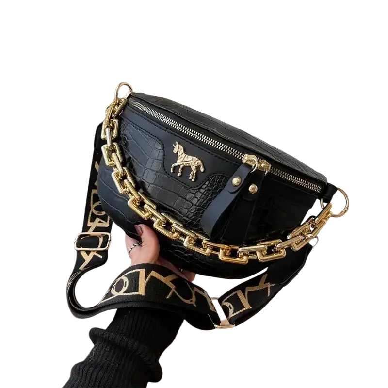 Thick Chain Women's Waist Bag Fanny Pack Fashion Shoulder Crossbody Chest Bags Female Belt Bag Crocodile Shoulder Bag - laurichshop
