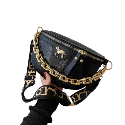 Thick Chain Women's Waist Bag Fanny Pack Fashion Shoulder Crossbody Chest Bags Female Belt Bag Crocodile Shoulder Bag - laurichshop