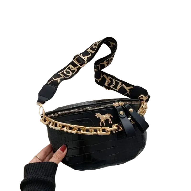 Thick Chain Women's Waist Bag Fanny Pack Fashion Shoulder Crossbody Chest Bags Female Belt Bag Crocodile Shoulder Bag - laurichshop