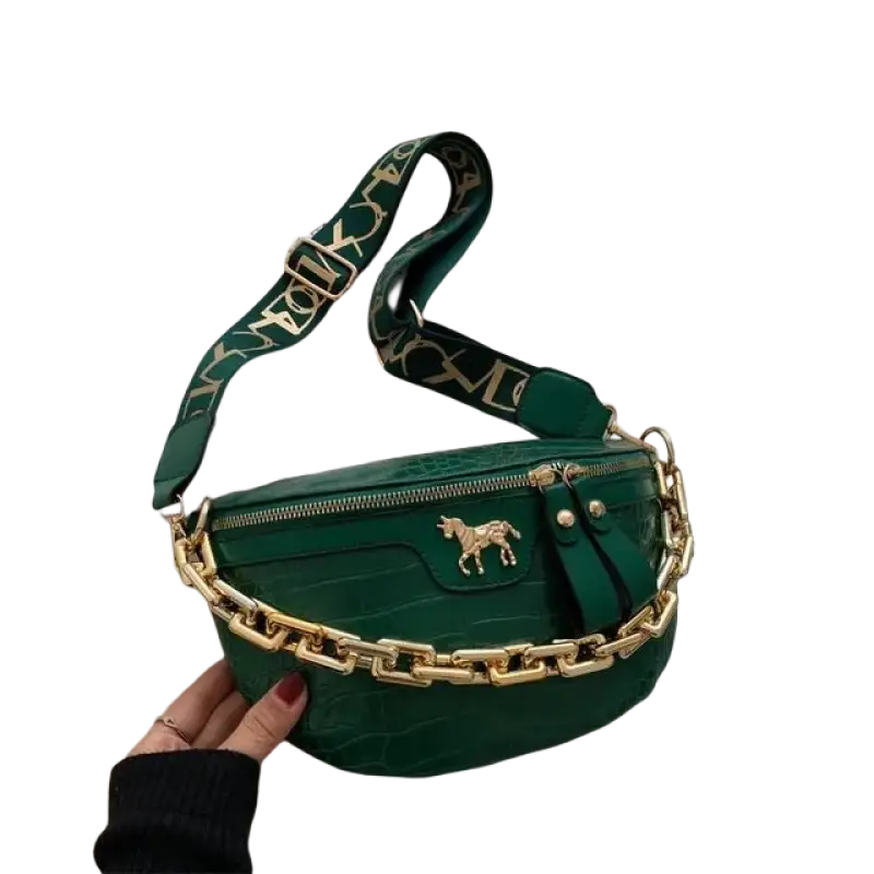Thick Chain Women's Waist Bag Fanny Pack Fashion Shoulder Crossbody Chest Bags Female Belt Bag Crocodile Shoulder Bag - laurichshop