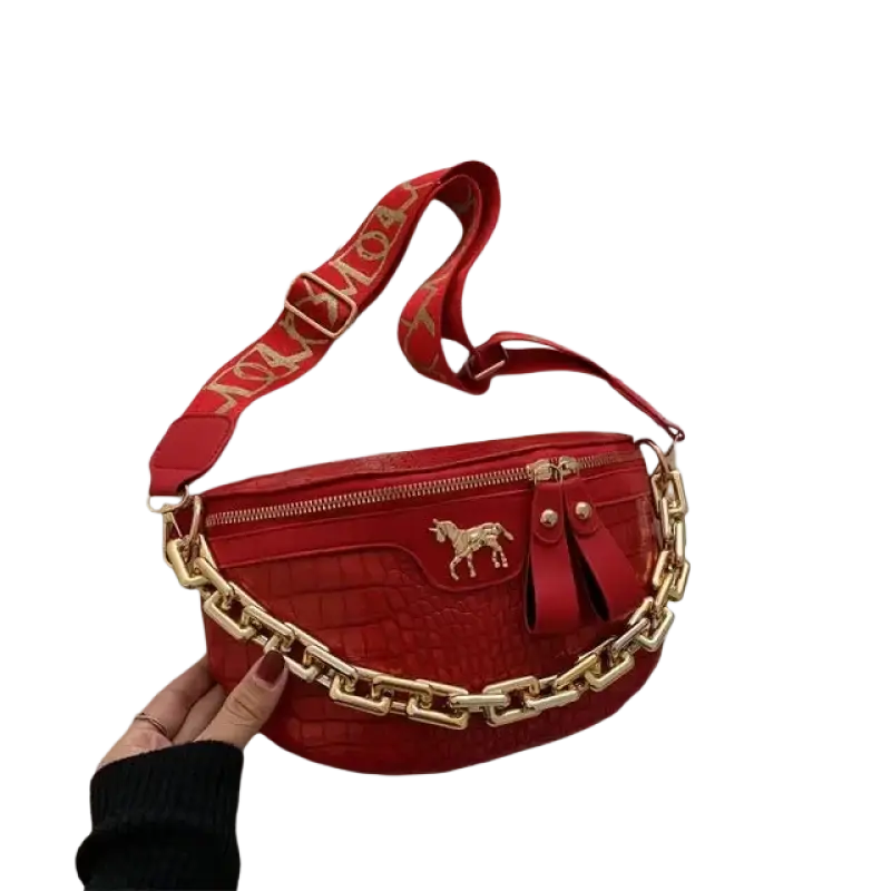 Thick Chain Women's Waist Bag Fanny Pack Fashion Shoulder Crossbody Chest Bags Female Belt Bag Crocodile Shoulder Bag - laurichshop