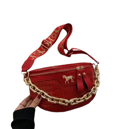 Thick Chain Women's Waist Bag Fanny Pack Fashion Shoulder Crossbody Chest Bags Female Belt Bag Crocodile Shoulder Bag - laurichshop