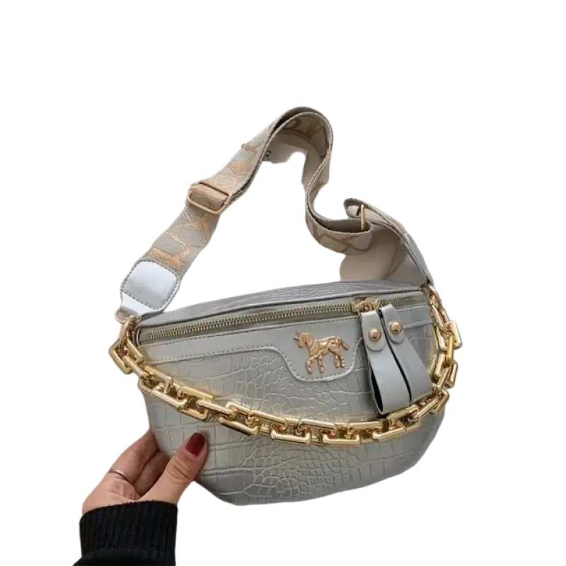 Thick Chain Women's Waist Bag Fanny Pack Fashion Shoulder Crossbody Chest Bags Female Belt Bag Crocodile Shoulder Bag - laurichshop