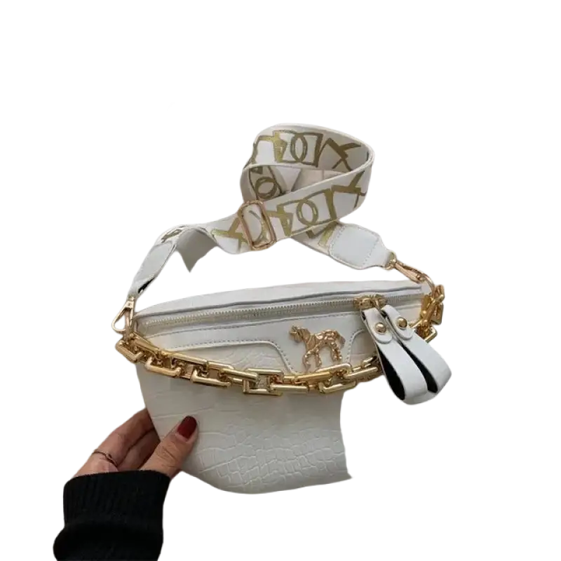 Thick Chain Women's Waist Bag Fanny Pack Fashion Shoulder Crossbody Chest Bags Female Belt Bag Crocodile Shoulder Bag - laurichshop