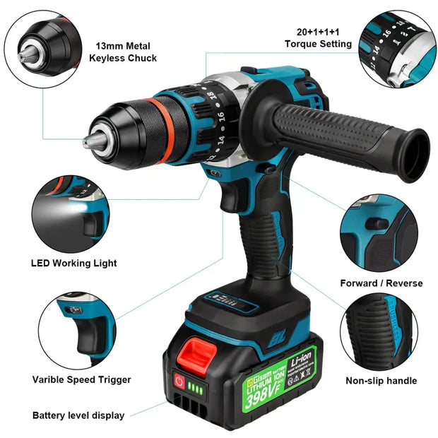 Brush-less Electric Impact Drill Ice Breaking Fishing Cordless Screwdriver