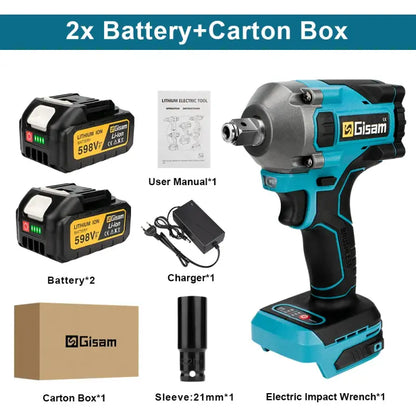 Brush-less Electric Impact Wrench - 2 Battery