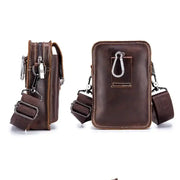 Bull-captain 100% Cowhide Men Small Shoulder Cross-body Bag