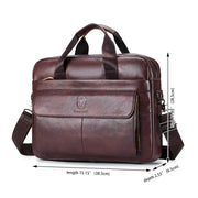 Bull-captain Men Genuine Leather Briefcase Bag for Laptop 14 Messenger