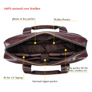 Bull-captain Men Genuine Leather Briefcase Bag for Laptop 14 Messenger