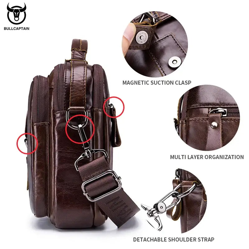 Bull-captain New Genuine Leather Men Cross-body Briefcase Bag