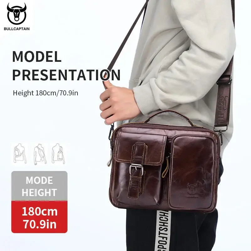 Bull-captain New Genuine Leather Men Cross-body Briefcase Bag