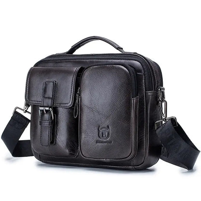 Bull-captain New Genuine Leather Men Cross-body Briefcase Bag - black