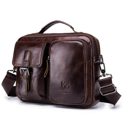 Bull-captain New Genuine Leather Men Cross-body Briefcase Bag - coffee