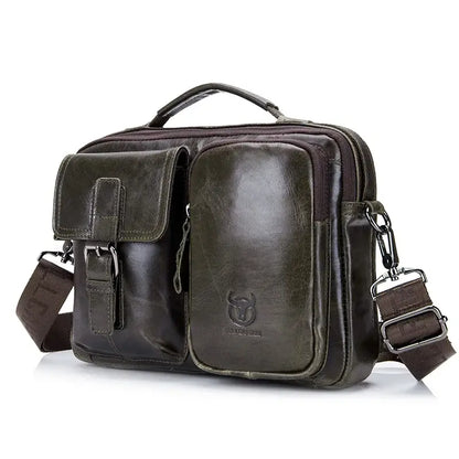 Bull-captain New Genuine Leather Men Cross-body Briefcase Bag - Dark green